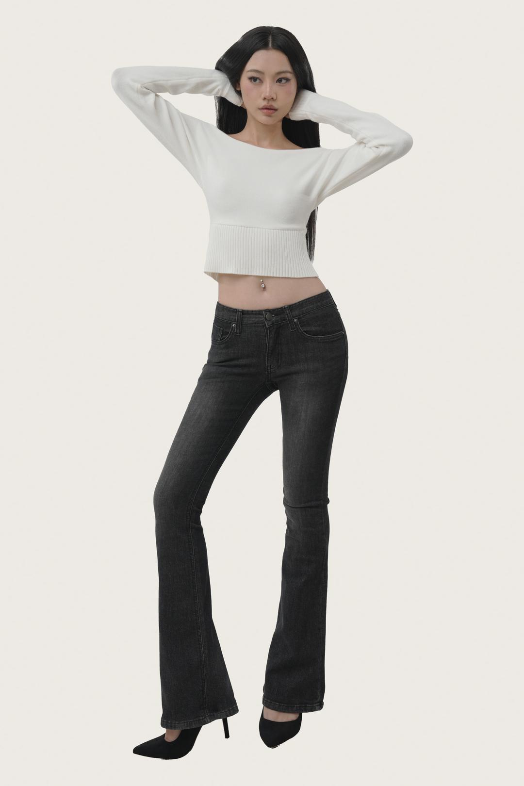 Dark chocolate low rise jeans