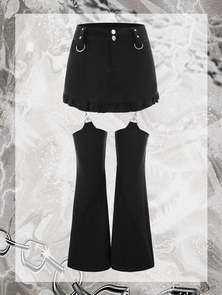 지뢰계 y2k 쿠로 스커트 워머 세트