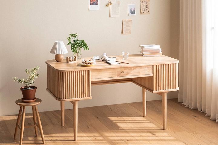 헤세 내추럴 템바보드 수납 원목책상 컴퓨터책상 1400