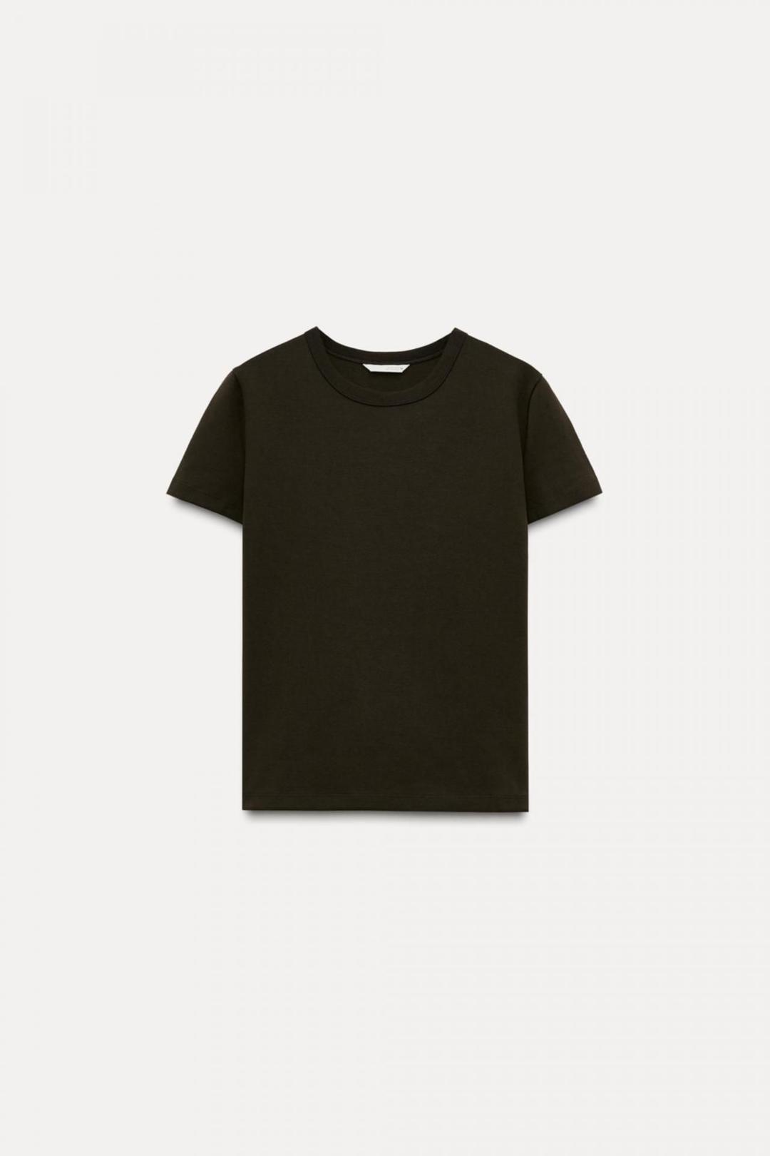 스페인샵 자라 반팔 인터록 티셔츠 4174/378 GREEN