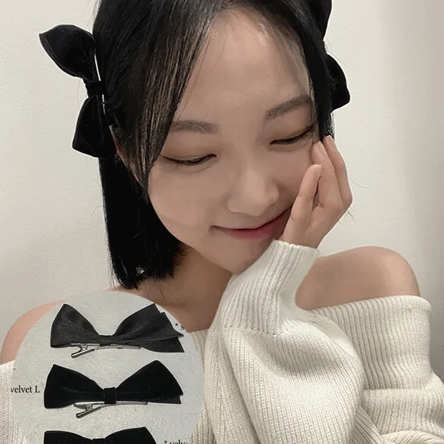 [1+1 2개set!] 핸드메이드 사이드 리본 집게핀 (3type) 연말 파티 공주 크리스마스 이벤트 생일파티