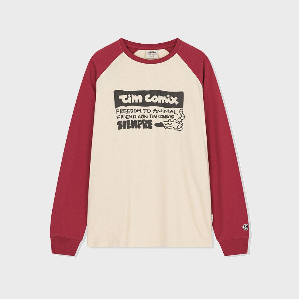 팀코믹스 SIEMPRE ANIMAL RAGLAN LS RED - 위시버킷