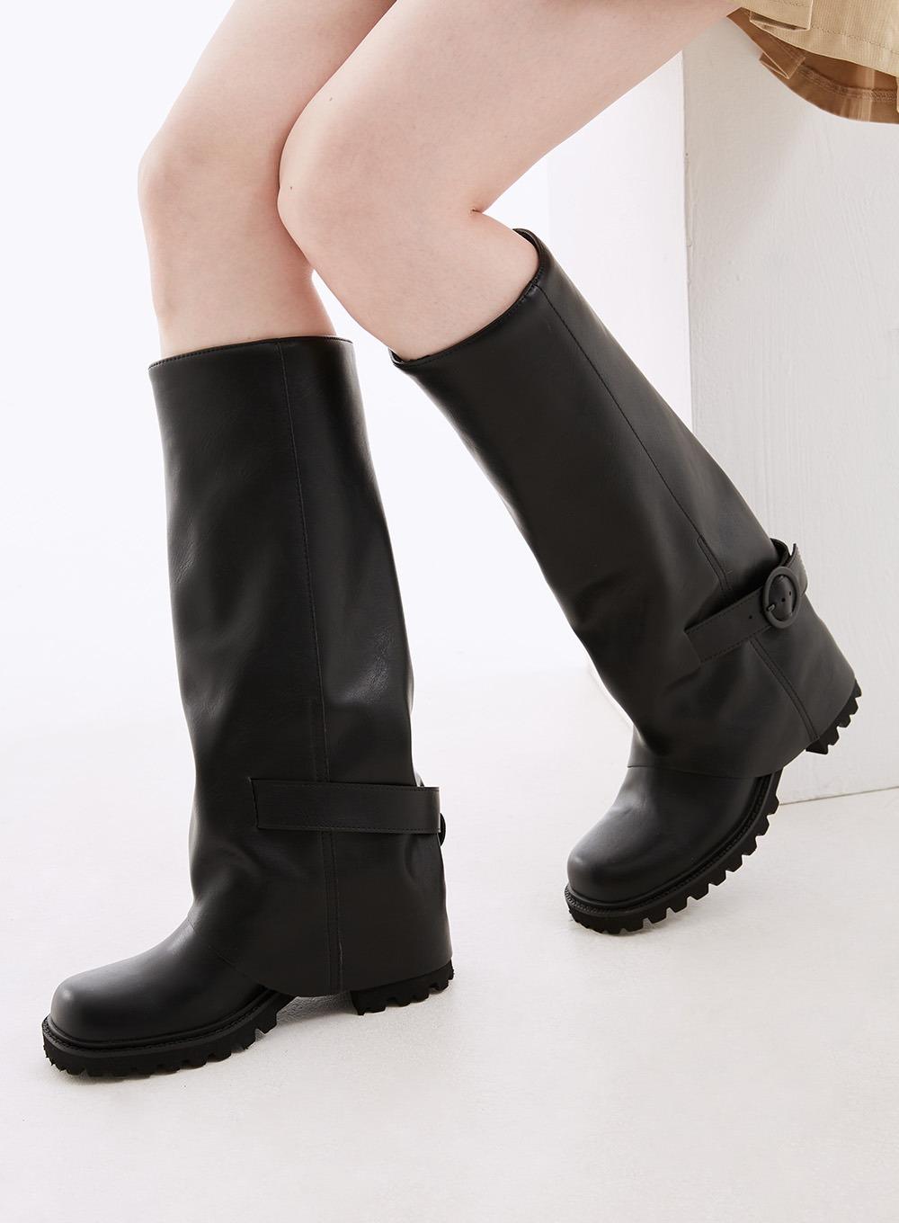 폴드오버 버클 롱부츠