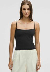 NULU SPAGHETTI-STRAP ADJUSTABLE CAMI TANK - Top - black