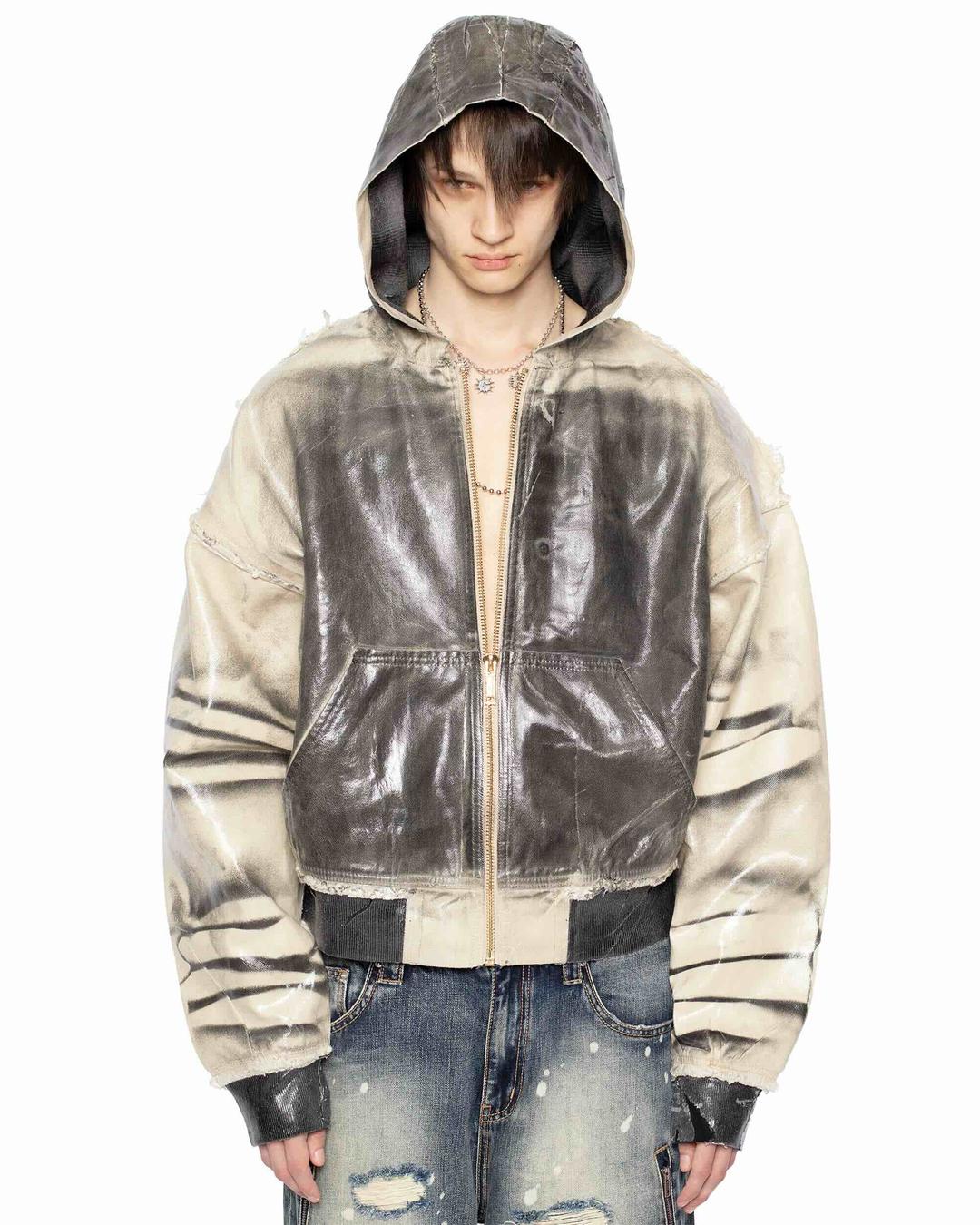Beige Waxed Bomber - M