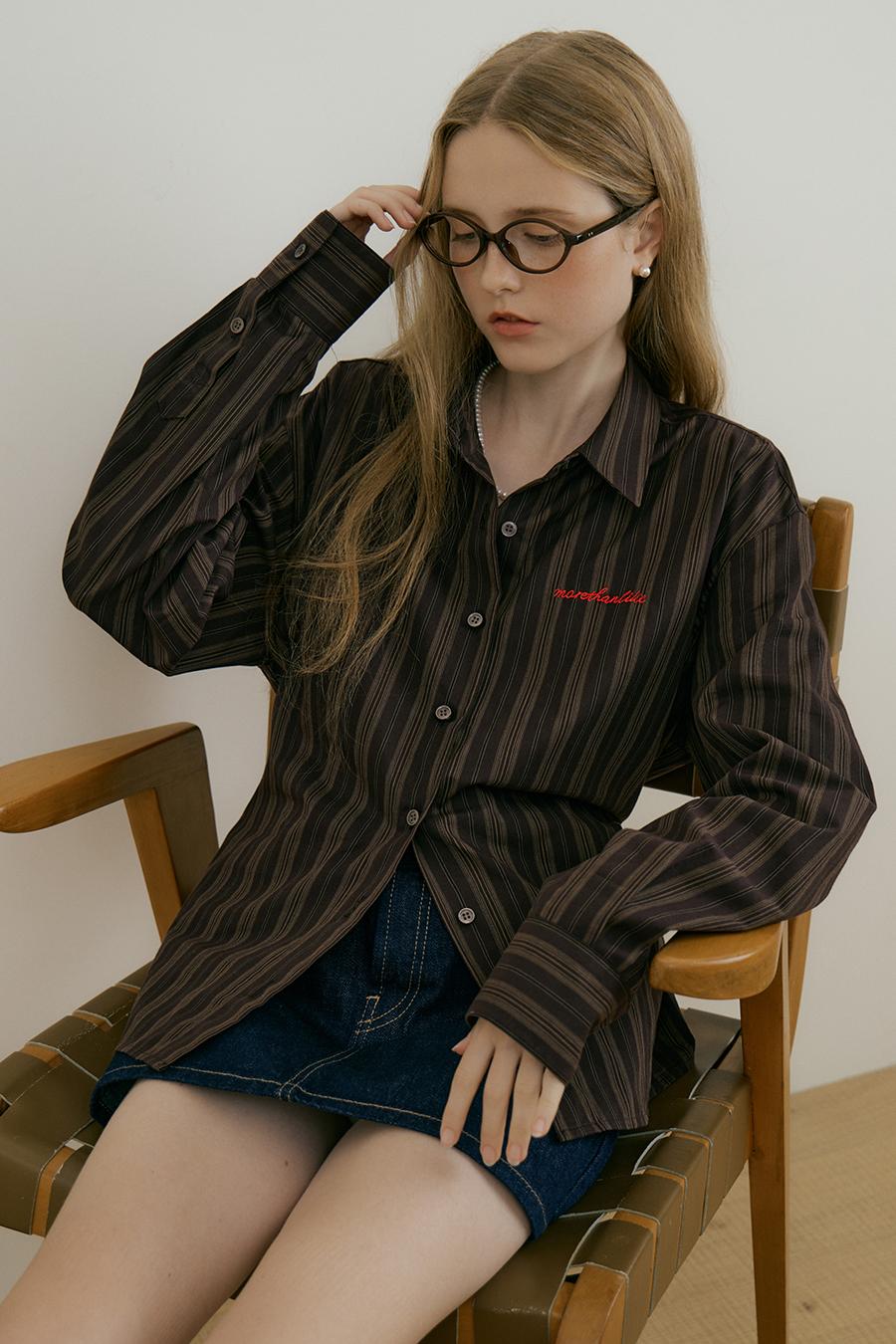 STRIPE STRING SHIRT - DARK BROWN