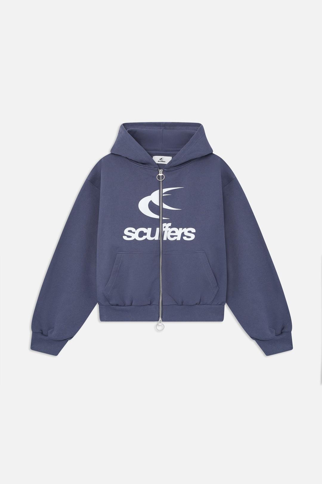 Logo Navy Zipped Hoodie
