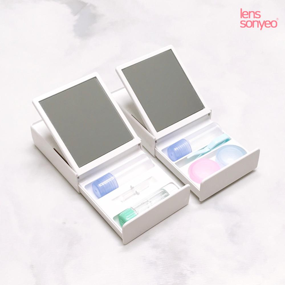 렌즈소녀 슬라이딩 휴대용 하드렌즈케이스 드림렌즈통 소프트 콘택트 여행용 수납 보관 서랍