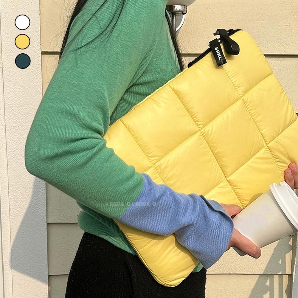 3color 아이앤드오 소프트 컬러풀 패딩파우치 15인치 맥북파우치 13인치 14인치 : 아이앤드오