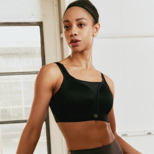 컴포트랩 울트라 서포트 제로 무브 통기성 스포츠 브라, 글램95, 블랙