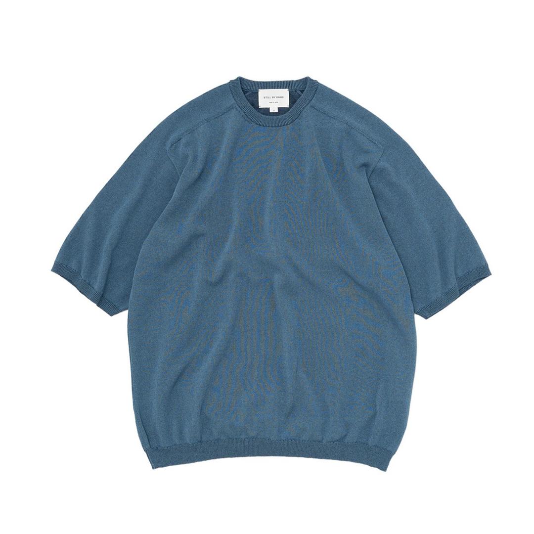 MELANGE KNIT T-SHIRT (DUSTY BLUE)