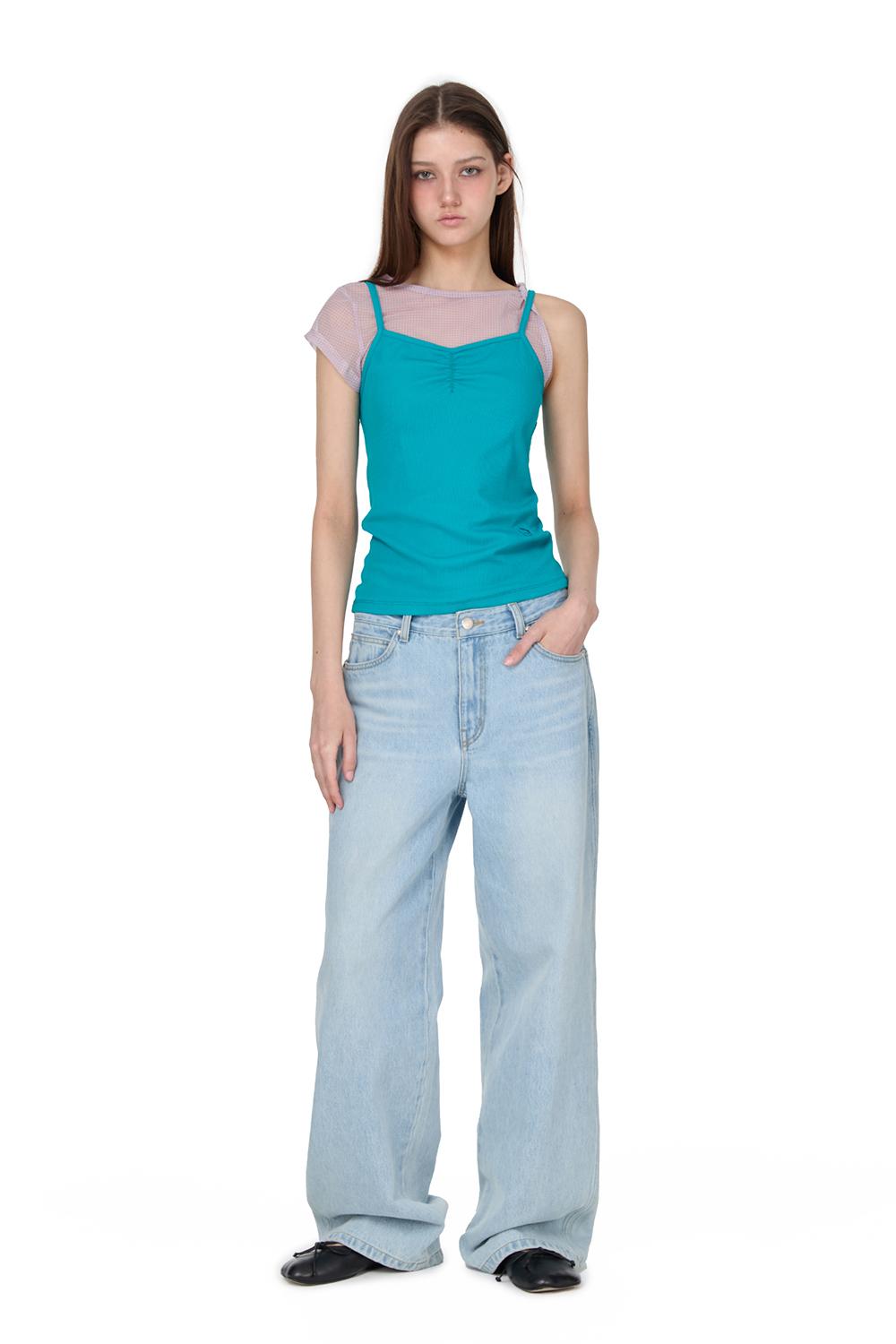 Unbalance Mesh T-shirt, PINK