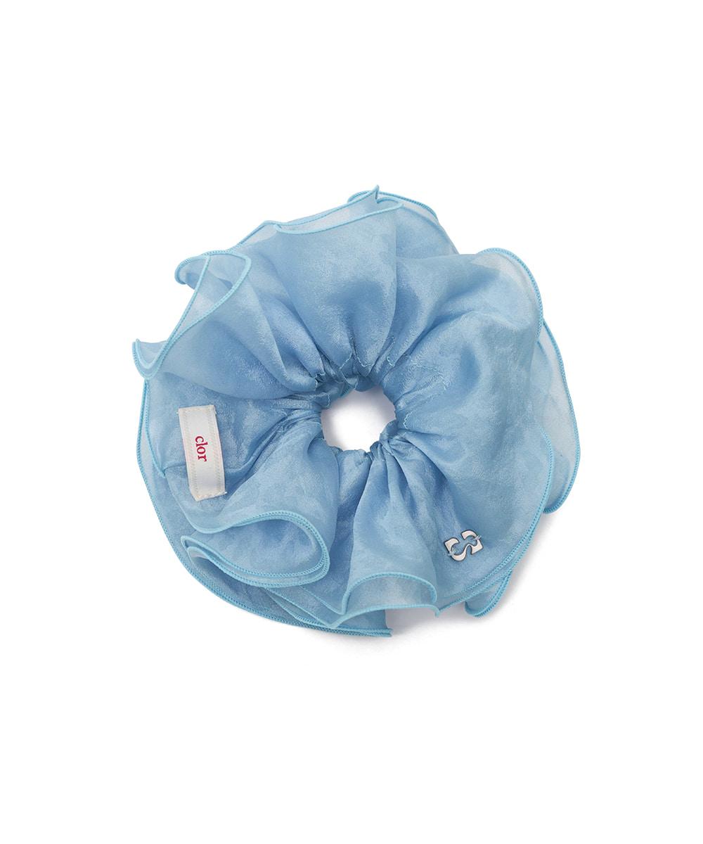 LEOPARD HAIR SCRUNCHIE - SKY BLUE