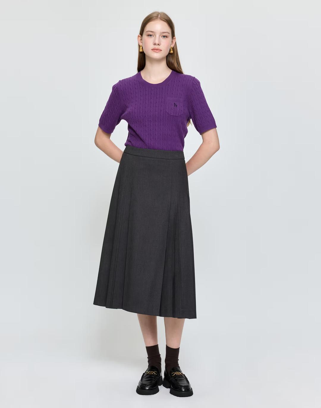 [시즌오프][ONLINE EXCLUSIVE]플리츠 스커트 차콜