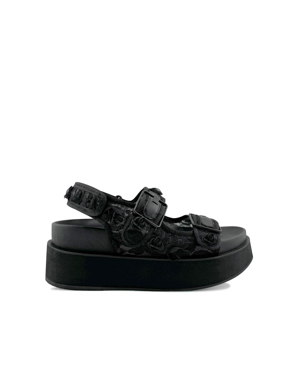 FLOWER MESH SANDALS (Black)