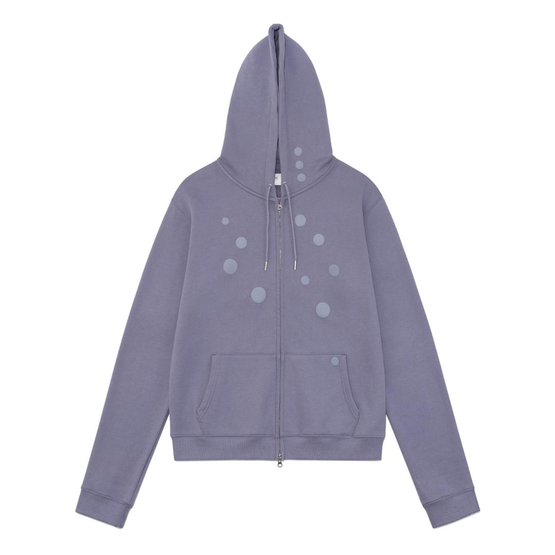 TCM dot hooded zip-up (purple)