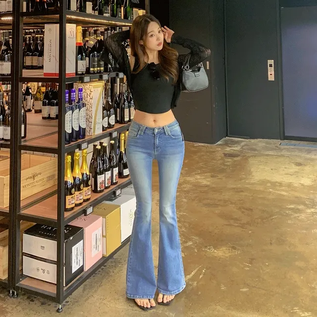 [진짜강추ㅠㅠ💙인생핏보장] *로라이즈 입문강츄* 허리잘록 콜라병 핏 로우라이즈 롱 부츠컷 데님 팬츠 Y2K 워싱 로우웨스트 슬림 롱 청바지 봄 바지 연청 진청 S M L