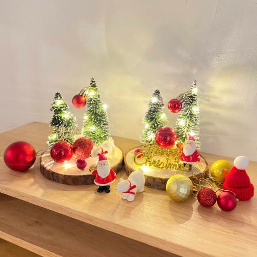 🌟크리스마스선물 산타&북극곰 미니트리 조명 책상꾸미기