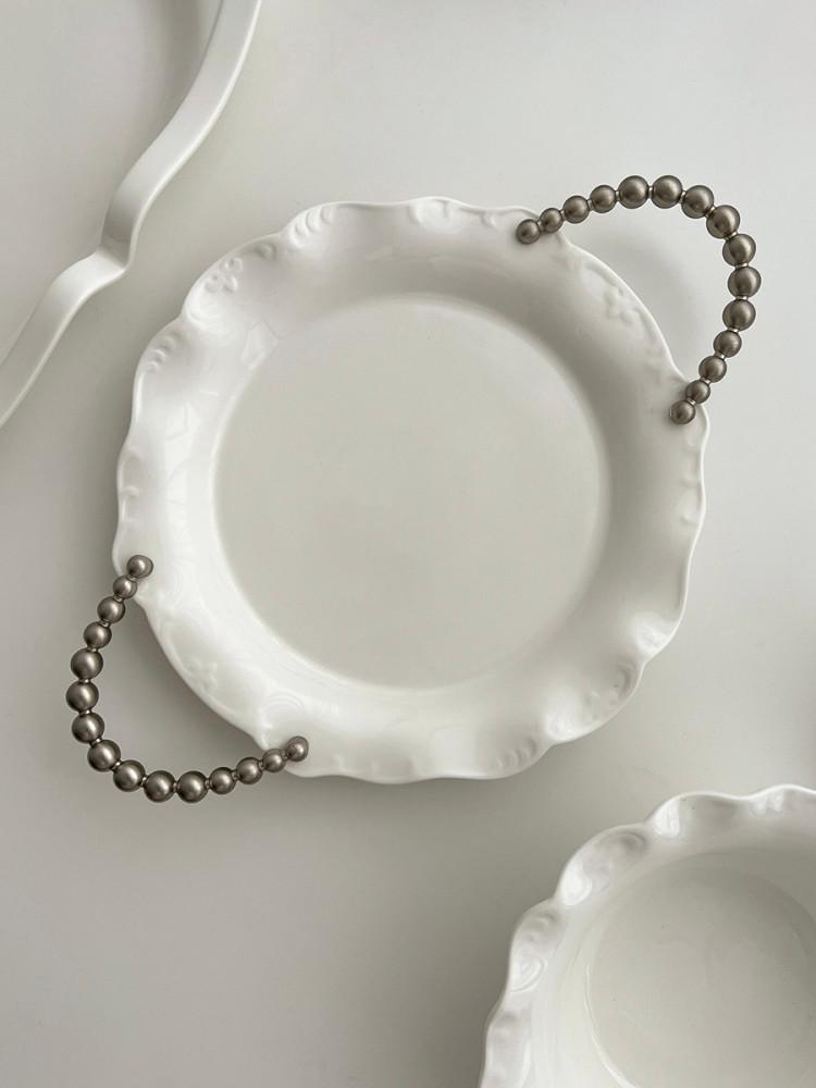 모던 화이트 손잡이 세라믹접시 디저트 접시 플레이팅 테이블웨어 집들이선물