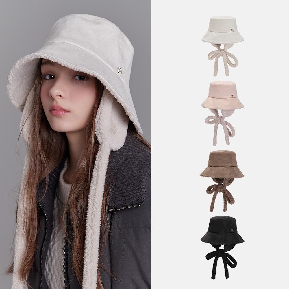 스웨이드 탈부착 부클 이어머프 버킷햇 레이사 (4 colors)