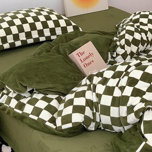 보들 발열 극세사 컬러 체커보드 이불 시트 베개 풀세트