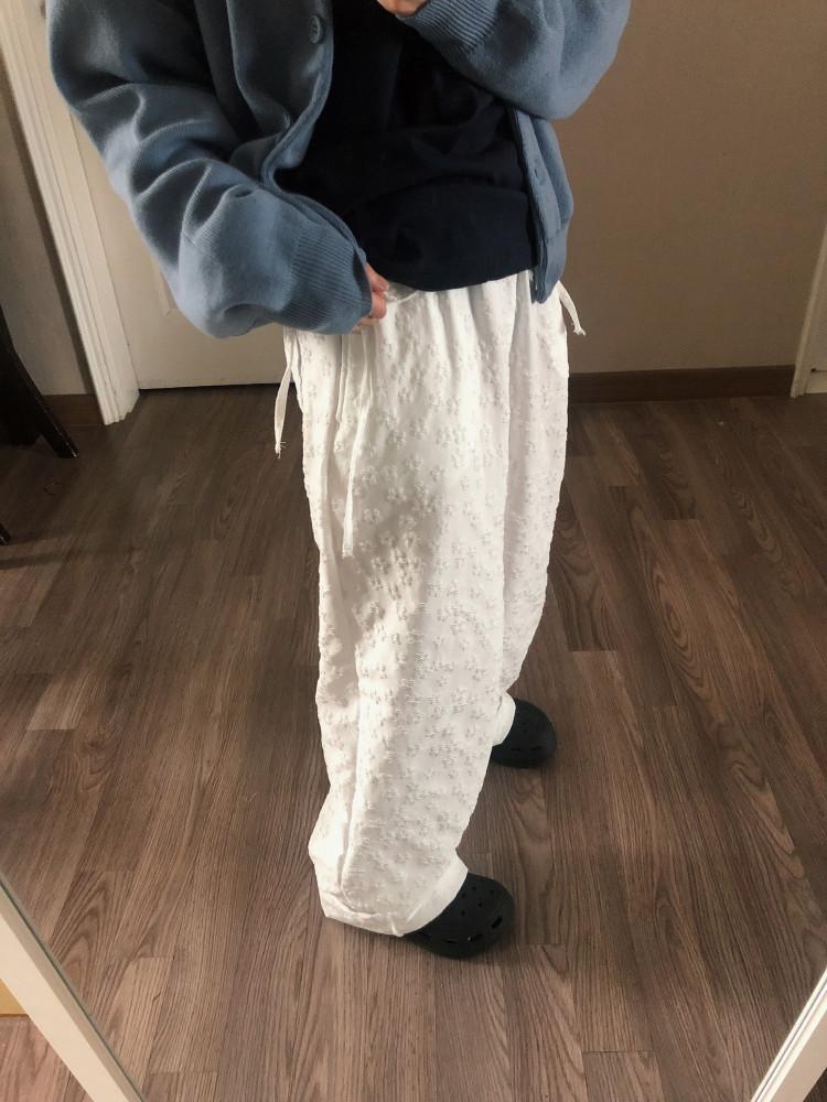 비키 플라워 엠보 와이드팬츠 (3colors) : 조이포인트