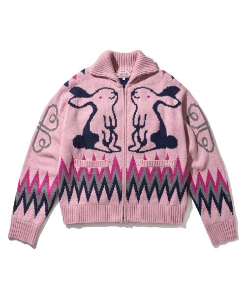 에이카화이트(AECA)  AECA COWICHAN ZIP UP KNIT-PINK - 사이즈 & 후기 | 무신사