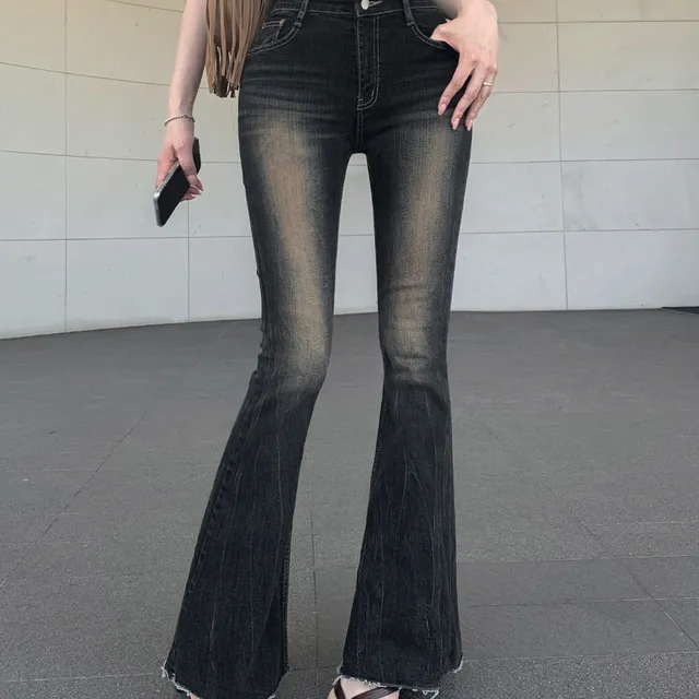 [미친색감🤎핏보장] 워싱 부츠컷 데님 팬츠 밑단커팅 헤짐 스티치 롱 청바지 나팔 바지 하의 코튼 면 스판 Y2K 빈티지 연청 진청 봄 간절기 데이트룩 개강여신 S M L