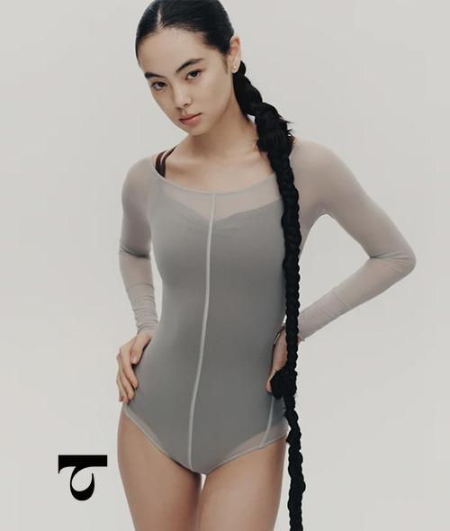 Typha - Off-Shoulder Mesh High-Elastic & Waist-Slimming