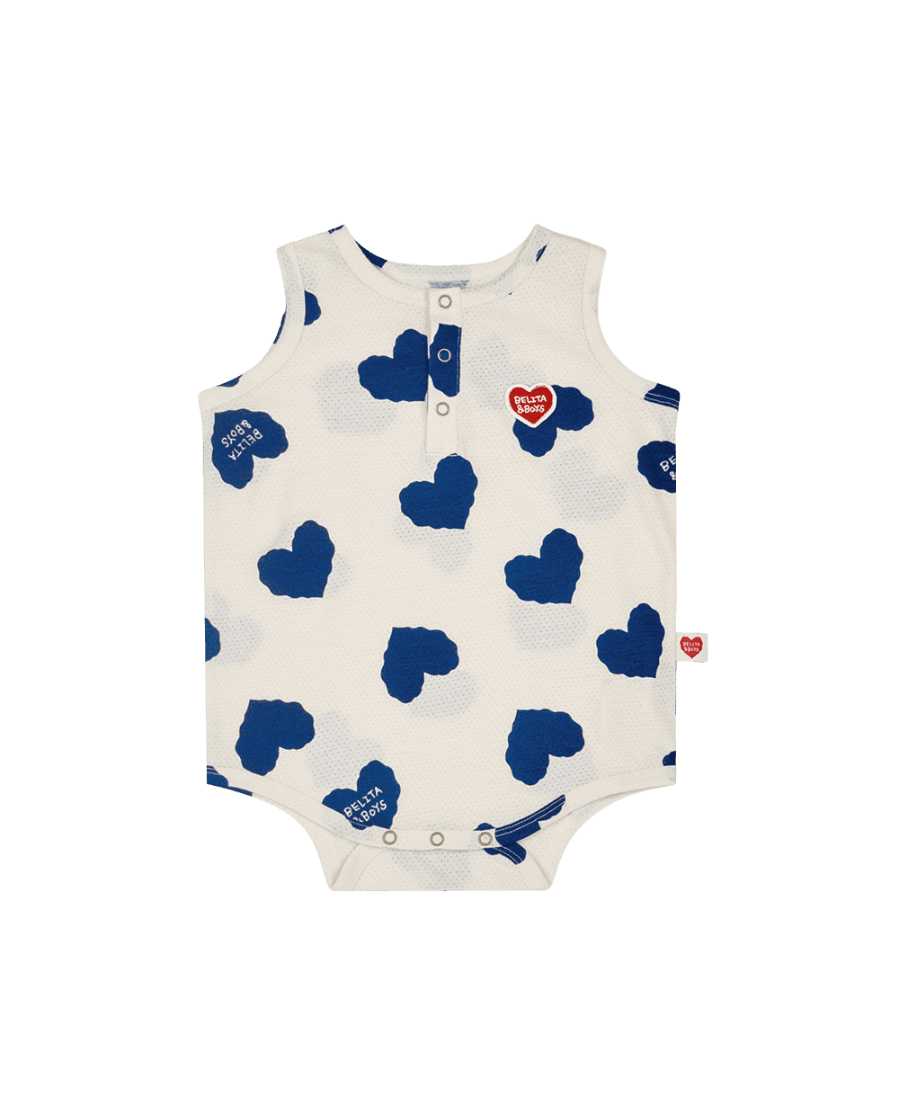 BABY Blue BB Heart Pattern Sleeveless Mesh Bodysuit