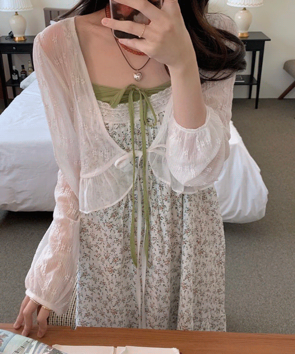 요거트 시스루 가디건 (2color)