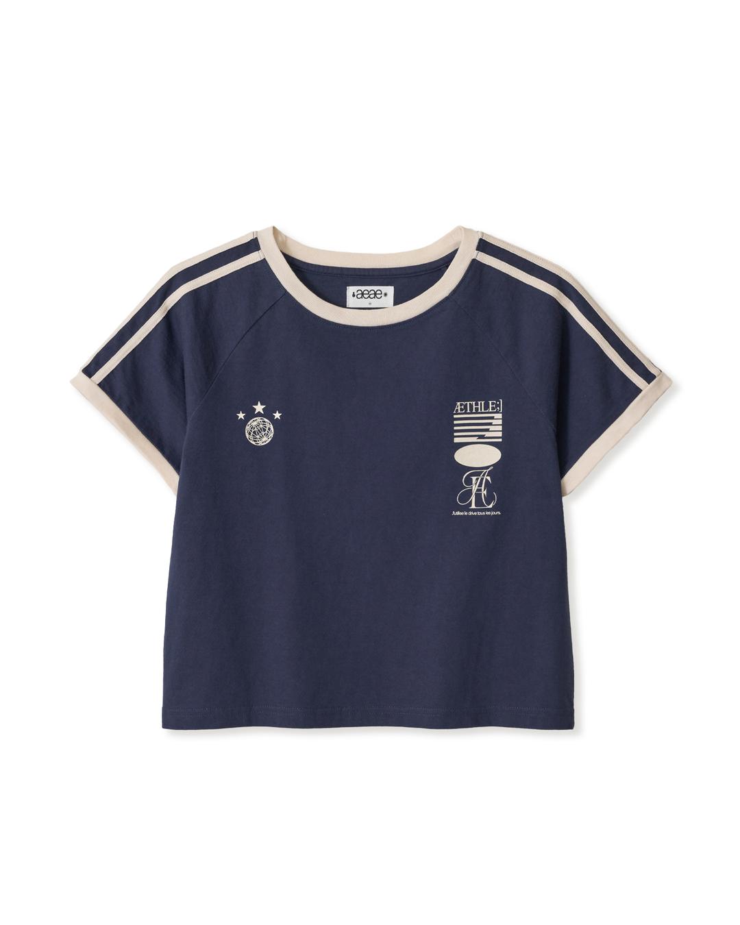 ATHLETE STRIPE HALF T-SHIRTS [NAVY]