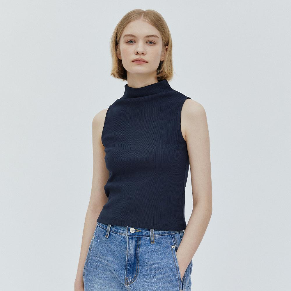 Ribbed Mock neck Sleeveless_4colors
