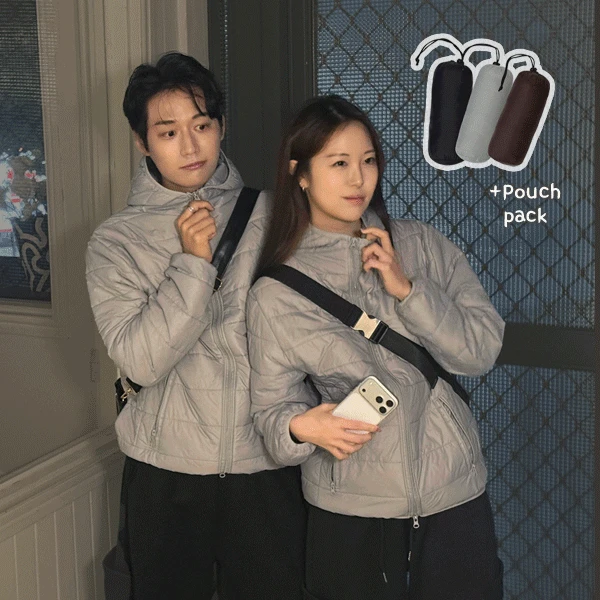 [1+1][파우치set!][남녀공용] 패커블 후드 경량 패딩