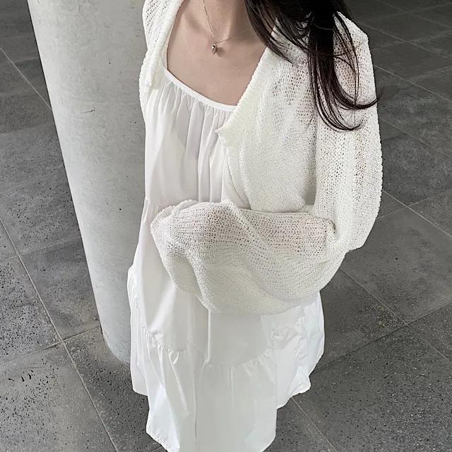 ç summer [블랙 당일 발송] 스카시 부클 니트 볼레로