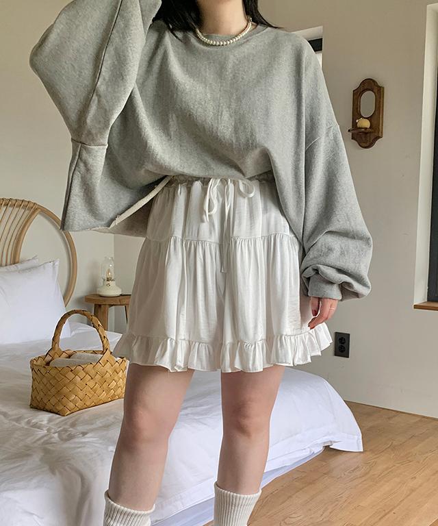 러브미 ❤️당일[26~34인치]밴딩 캉캉 프릴 스커트 플레어 빅사이즈 미니스커트 실크치마