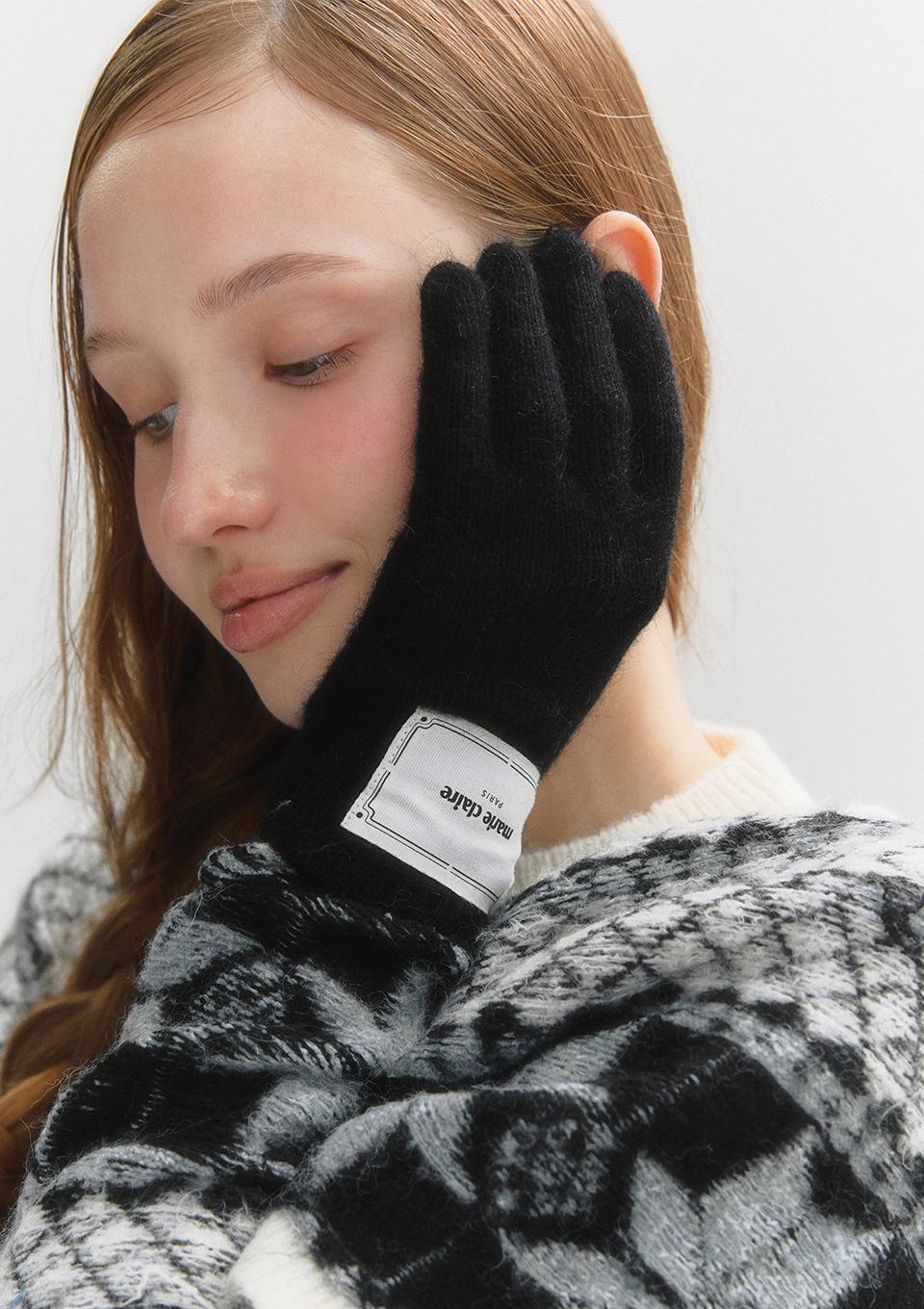 헤어리 핑거홀 울 블렌드 숏장갑(MAFDAC07MBK)