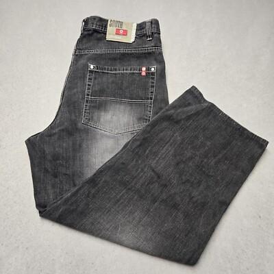 Vintage Y2K Southpole Red Tab Black Gray Baggy Wide-Leg Jeans 40x30