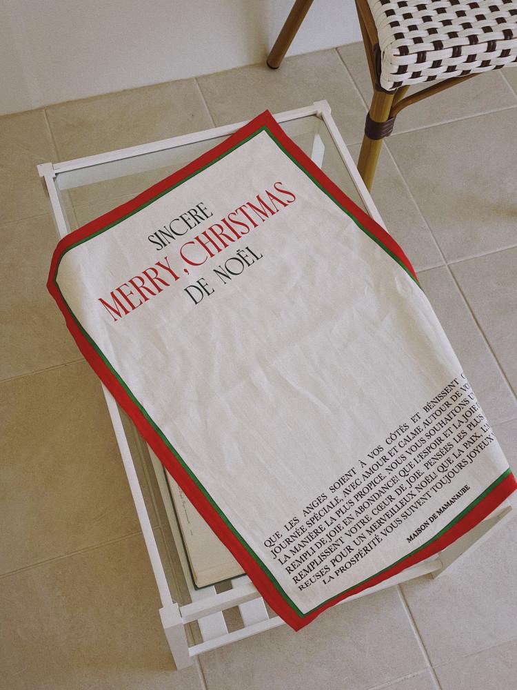 Merry,Christmas red line 크리스마스 키친 크로스 / 프렌치무드 레터링 다용도 매트