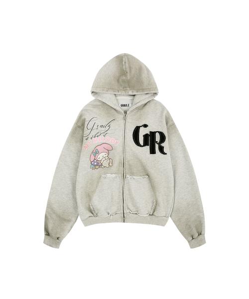[GRAILZ I MY MELODY] MY MELODY VINTAGE ZIP HOODIE [OATMEAL]