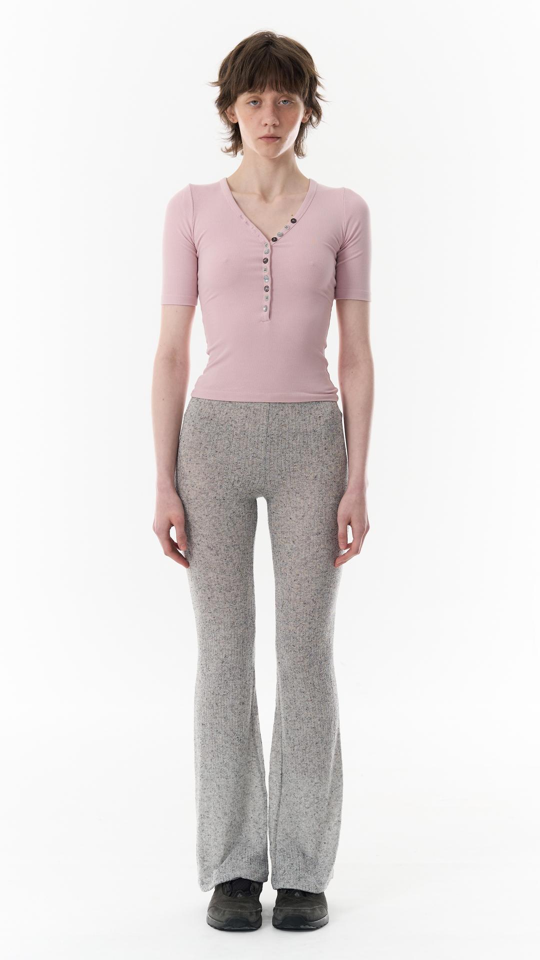MESH BOOT-CUT PANTS_LIGHT GRAY