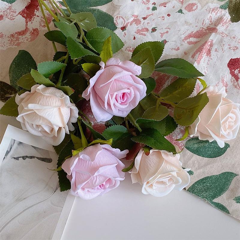 한송이 벨벳 장미 조화 4colors