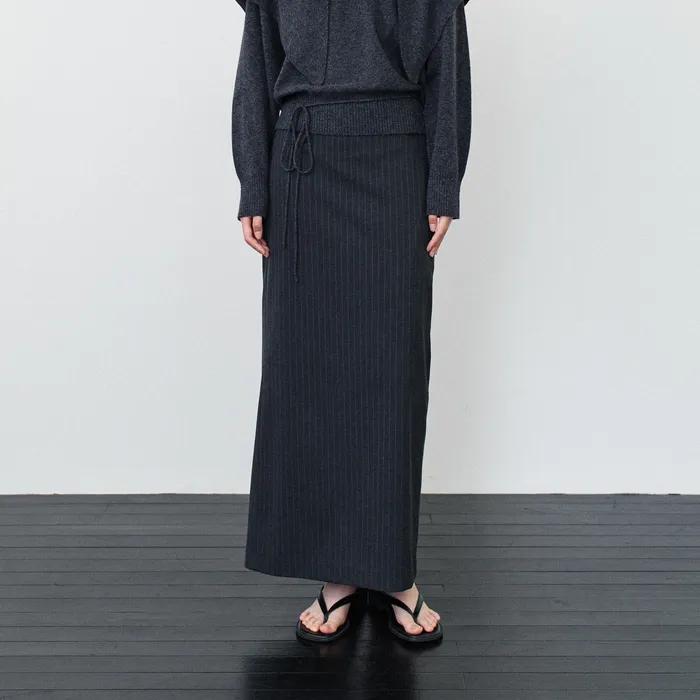 [29CM 단독] STANDARD FIT STRIPE LONG SKIRT - GRAY STRIPE