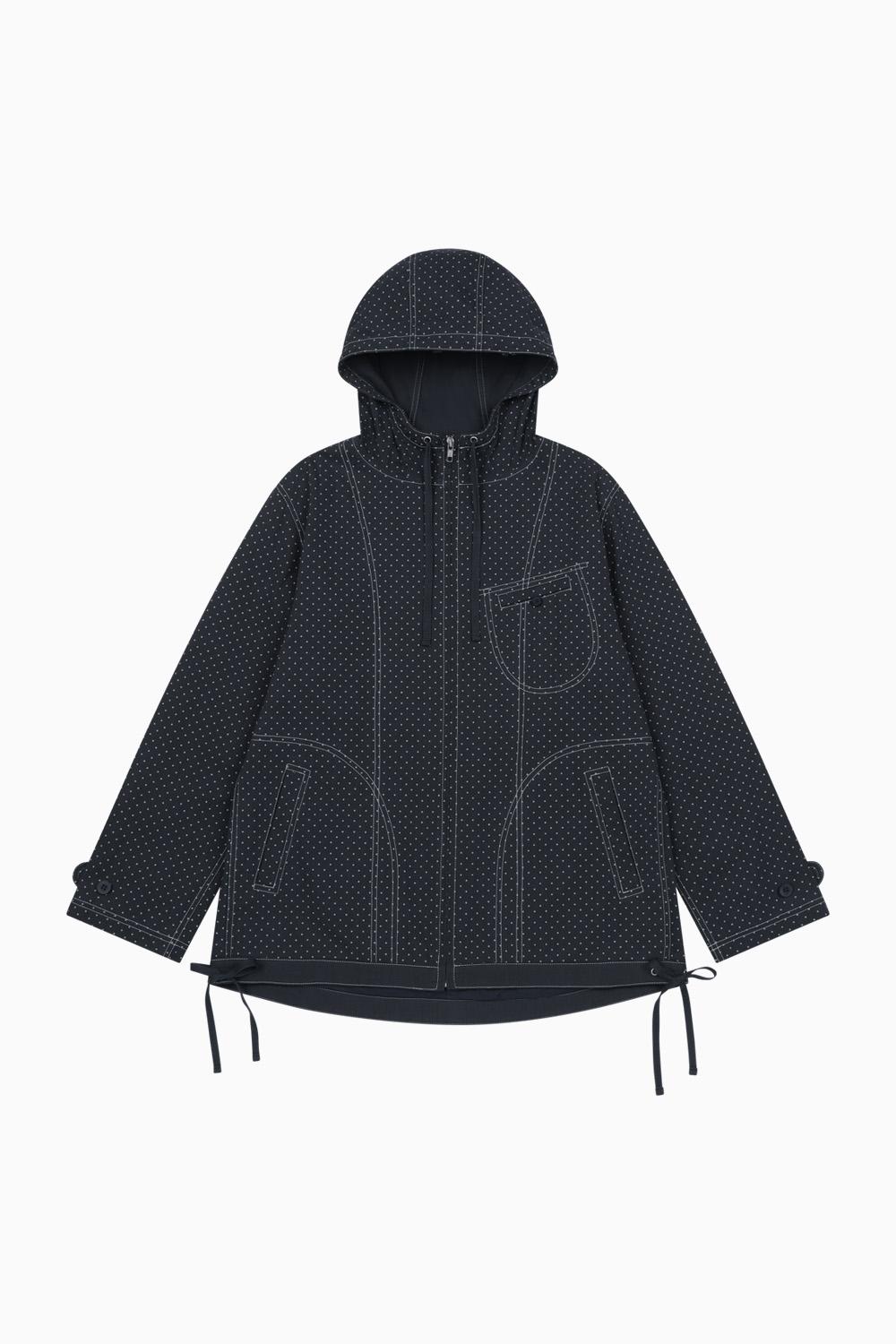 STITCH DOT HOODED ZIP-UP, NAVY