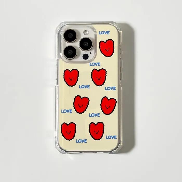 (맥세이프 젤하드 케이스) 꼬불 하트 레드 베이지