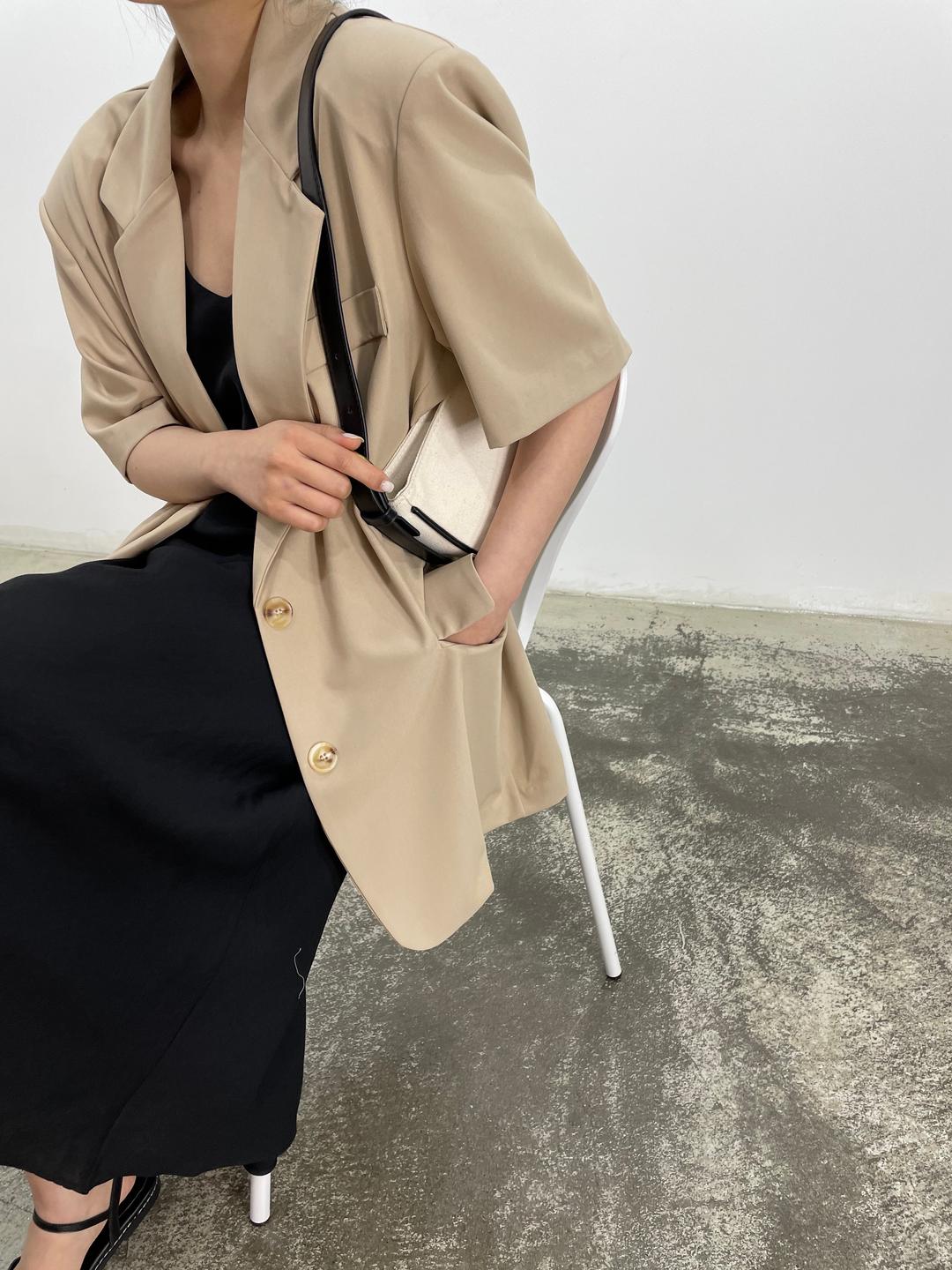 오브더나인 위즐 오버핏 반팔 자켓