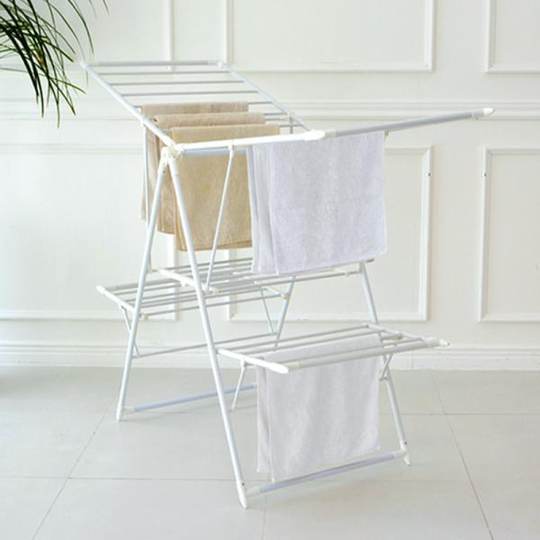 화이트 접이식 빨래건조대(2단형)