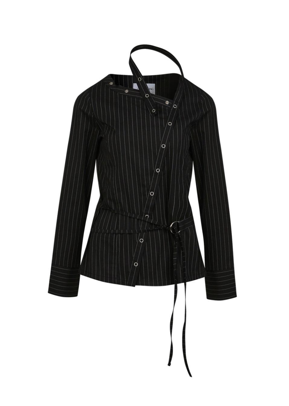 Diagonal Neck Strap Shirts - Black
