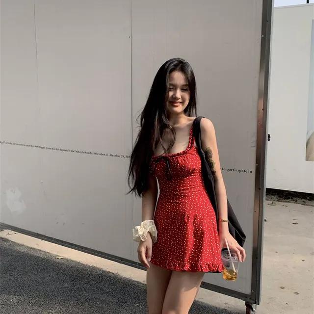 코인 슬리브리스 리본 도트 원피스 4755
