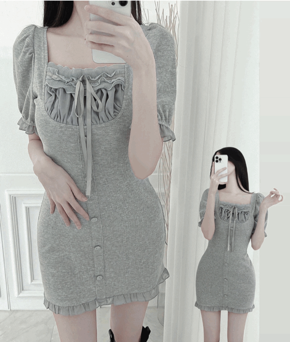 공주재질🤍 러블리 로맨틱 프릴 미니 원피스 리본원피스